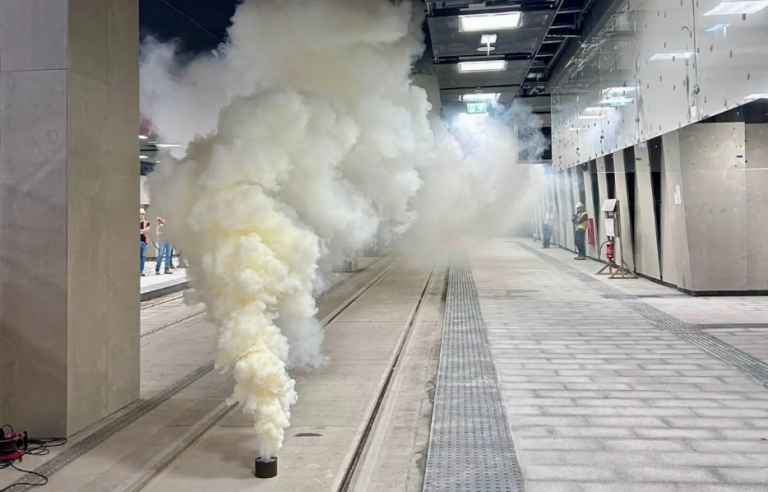 Tunel tramwajowy po kontroli strażaków